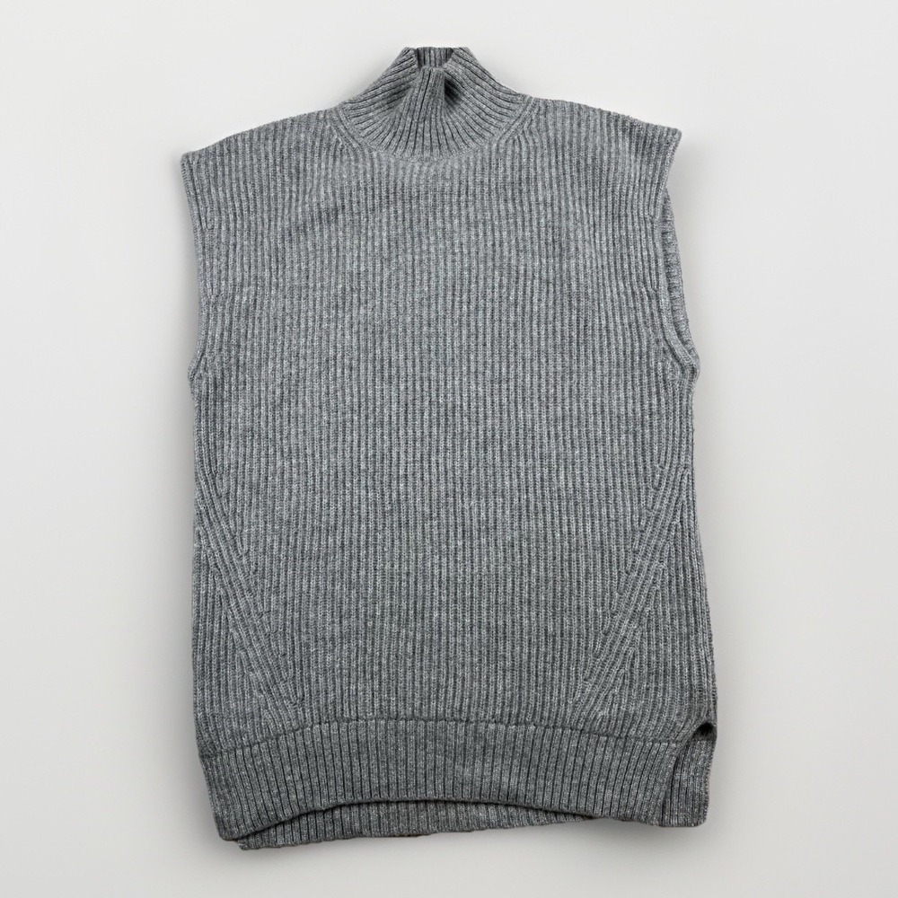 J. Crew 100% Cashmere Sweater Women's Size Medium Mock Neck Large Sleeveless